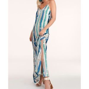 Lulu’s Bay Side Babe Blue and Cream Maxi Dress